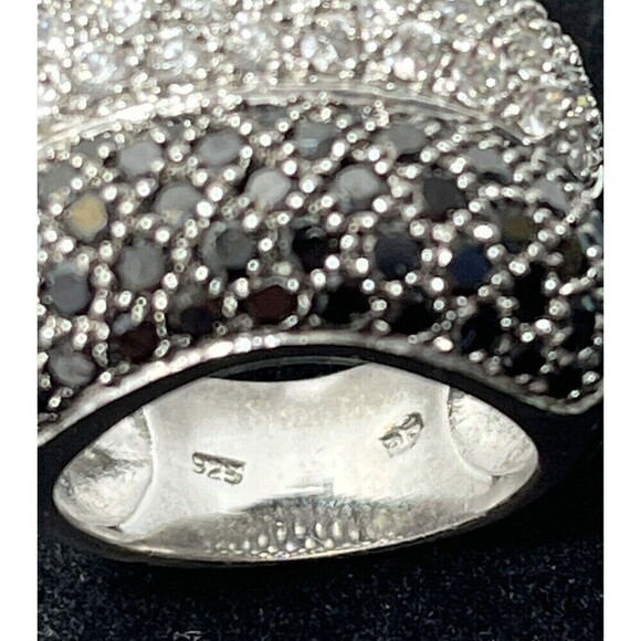 925 STERLING SILVER PAVÉ SET CZ DOUBLE BAND RING, SIZE 6.25 - Regency Mob Wife - Picture 10 of 13